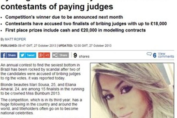 Suposta fraude no Miss Bumbum vira notícia na imprensa internacional