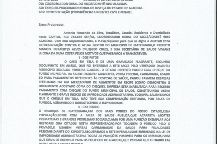 Prefeito e secretária são acusados de usar verbas da Saúde para compras em mercadinho
