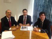 Ronaldo Lopes, Renan Filho e Marcius Beltrão comentando o projeto ponte Penedo à Neópolis