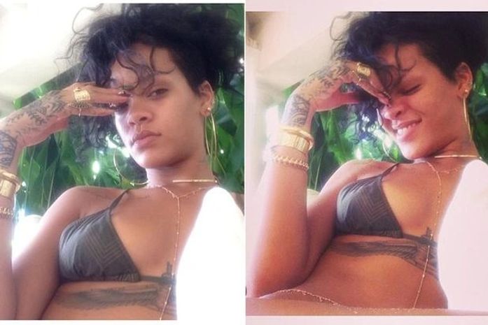 Rihanna mostra boa forma de biquíni em momento de descontração no Instagram