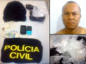 Luciano e os materiais apreendidos durante operação