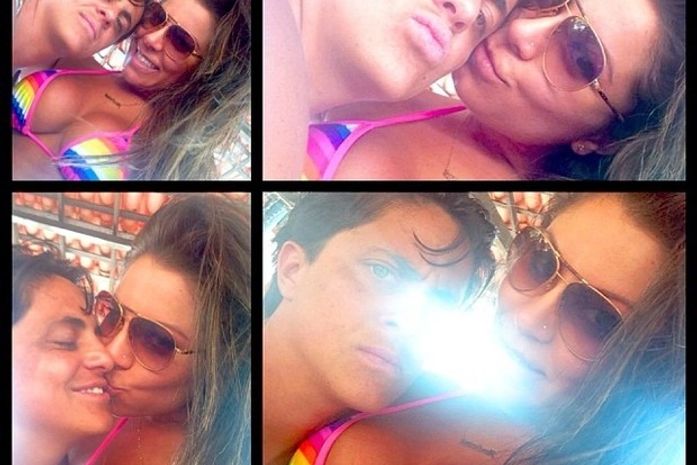 Thammy Miranda troca carinhos com a namorada em Maceió