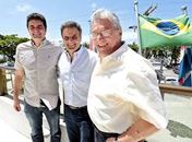 Rui Palmeira, Aécio Neves e Teotônio Vilela no palanque de 2014