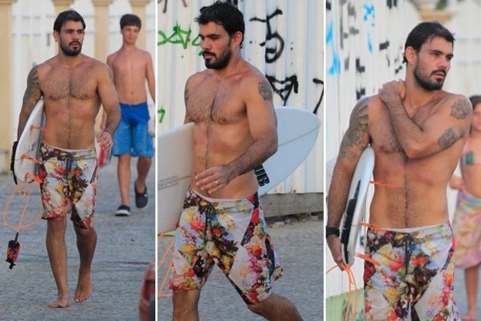 Juliano Cazarré pega onda e volta descalço para casa