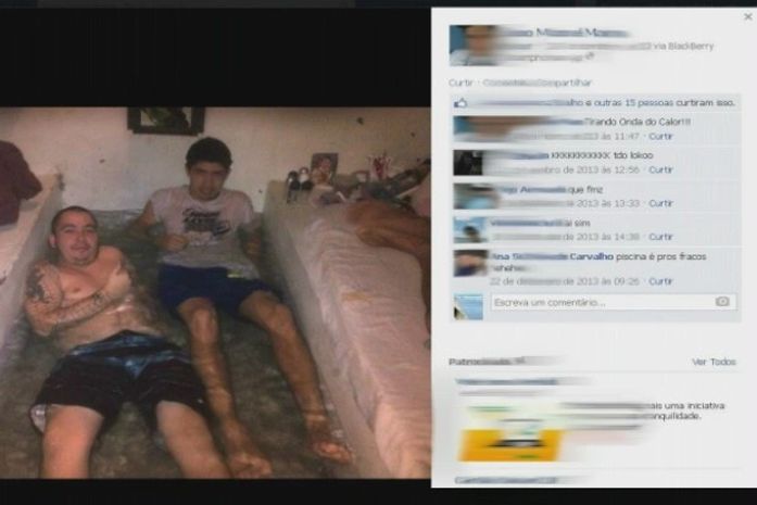 Foto foi publicada em uma rede social no dia 18 de dezembro de dentro da cadeia pública de Foz do Iguaçu (PR)