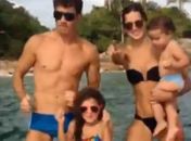 Rodrigo Faro dança o Lepo Lepo com a família em barco