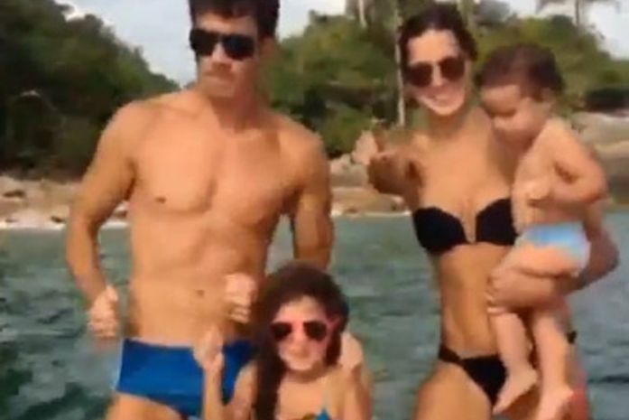 Rodrigo Faro dança o Lepo Lepo com a família em barco