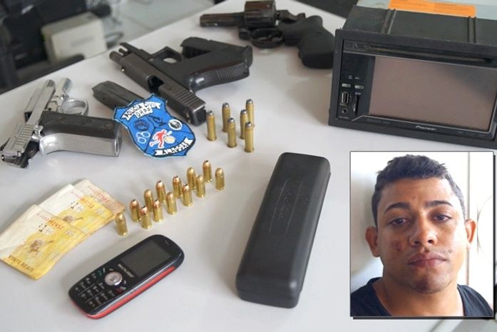 Acusado foi preso e armas apreendidas