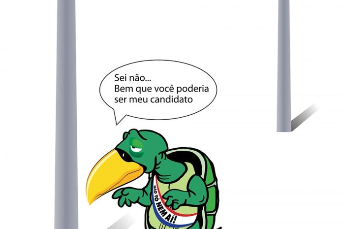 Charge como Vilela como tartaruga e Tavares como poste
