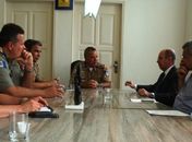 Comandante durante reunião com o secretário Edmilson Cavalcante