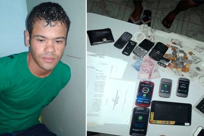 Jeferson Ferreira da Silva e o material apreendido