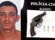 Wellington Silva Medeiros e arma apreendida 