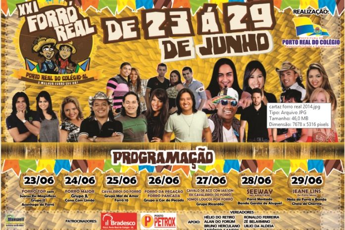 Prefeitura de Porto Real do Colégio divulga a programação do XXI Forró Real