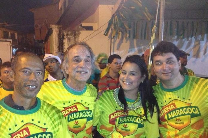 Secretário de Cultura Jacó Almeida, Diretor de Marketing Paulo Detoni, Secretária de Comunicação Elaine Rafaella e o Prefeito Henrique Madeira na Arena Maragogi