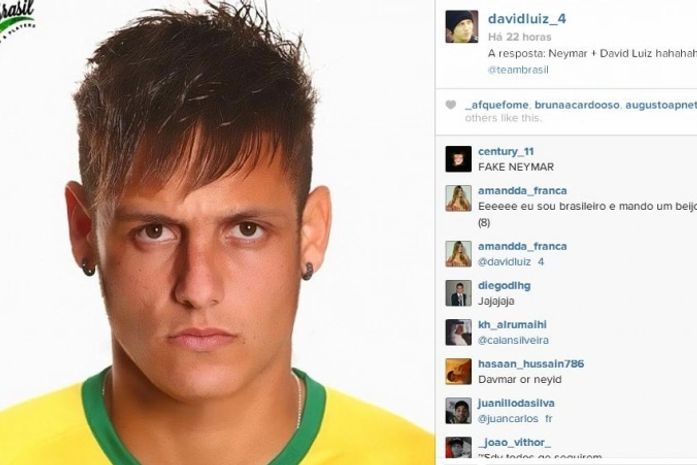 David Luiz devolve brincadeira e faz montagem com Neymar