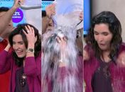 Desafiada por Ivete Sangalo, Fátima toma banho de balde com gelo ao vivo
