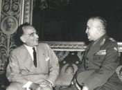 Getúlio Vargas conversa com seu ministro da Guerra durante o Estado Novo, general Eurico Gaspar Dutra