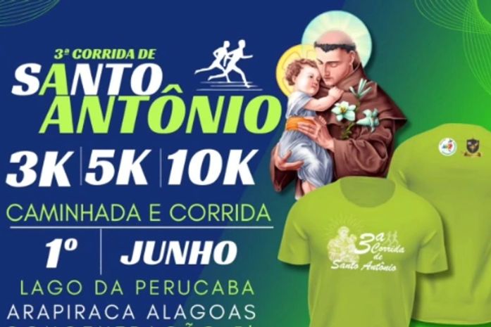 3ª Corrida de Santo Antônio acontece dia 01 de junho em Arapiraca; saiba como se inscrever