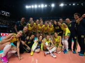 Brasil comemora o terceiro lugar após a apertada vitória sobre a Itália
