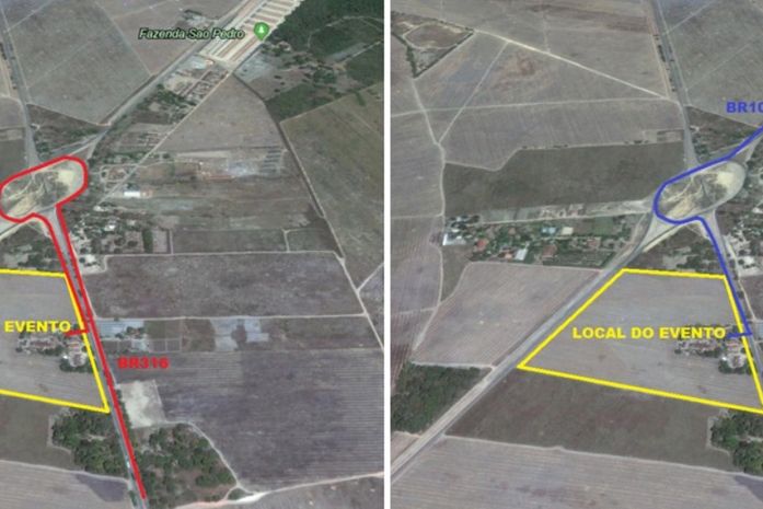 Mapa do percurso para o evento