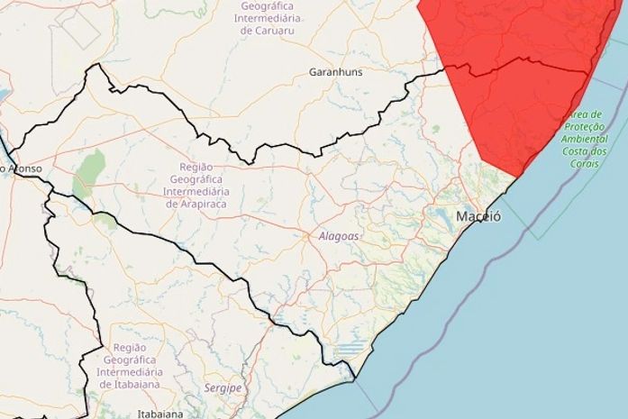 Chuvas intensas colocam 18 municípios alagoanos em alerta vermelho; confira