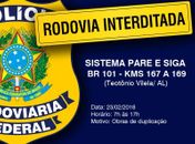 PRF interdita, nesta sexta, trechos na BR 101