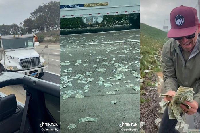 Rodovia fica coberta de dinheiro nos EUA após porta de carro forte se abrir