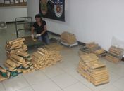 Peritos fazem a análise da droga na sede da PF