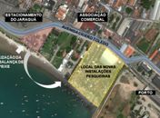Vista aérea da área onde ficará o Centro Pesqueiro