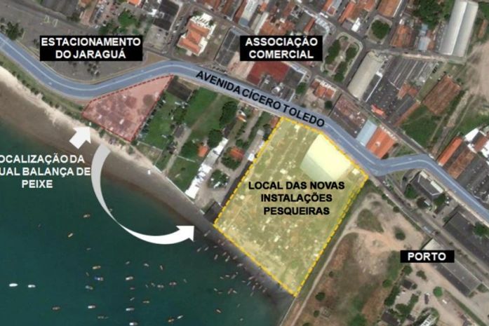 Vista aérea da área onde ficará o Centro Pesqueiro
