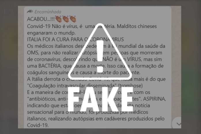 É falsa mensagem sobre o novo coronavírus ser uma bactéria