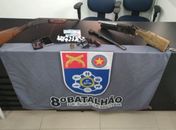 Armas de fogo apreendidas em duas casas durante operação em Pilar