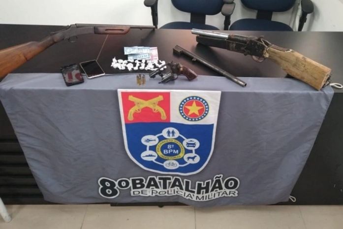 Armas de fogo apreendidas em duas casas durante operação em Pilar