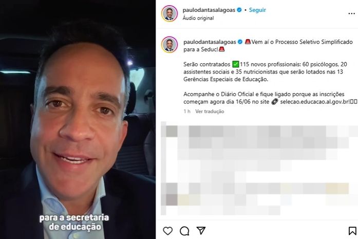 Paulo Dantas anuncia processo seletivo na Educação para 115 vagas; salários de até R$ 5.570