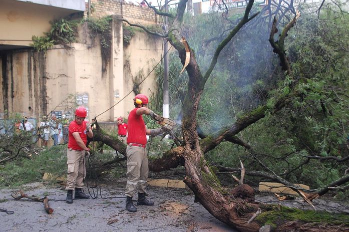 Bombeiros trabalham no local do acidente