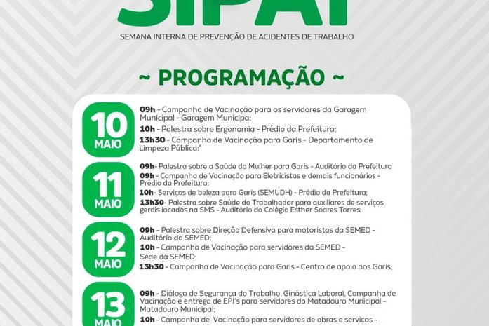São Miguel dos Campos terá a 1ª Semana Interna de Prevenção de Acidentes no Trabalho