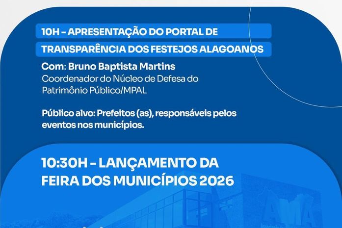 MPAL apresentará na AMA o Portal de Transparência dos Festejos Alagoanos
