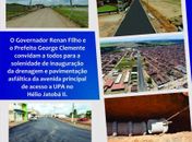 Governador estará em São Miguel dos Campos para inaugurar obra em avenida