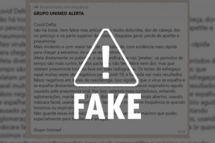 É fake: Unimed não escreveu texto viral sobre variante delta