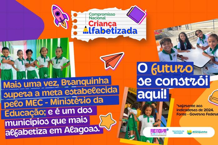 Em mais um ano, município de Branquinha supera meta e avança na alfabetização na idade certa