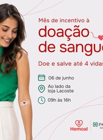 Parque Shopping Maceió será ponto de doação de sangue neste sábado (6)