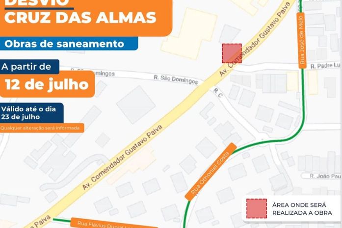 SMTT orienta condutores para trecho em obras na Avenida Gustavo Paiva; confira os desvios