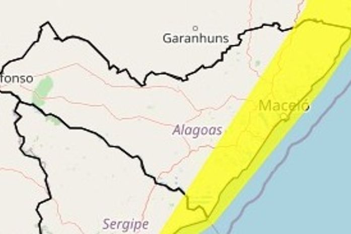 Inmet emite alerta amarelo de acumulado de chuvas para Maceió e 37 municípios de AL
