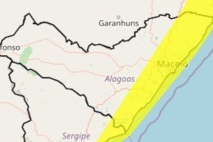 Inmet emite alerta amarelo de acumulado de chuvas para Maceió e 37 municípios de AL