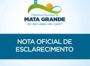 Confira nota da Prefeitura Municipal de Mata Grande
