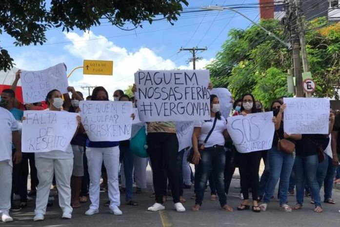 Funcionários do Hospital Sanatório iniciaram uma paralisação na manhã desta segunda-feira (19).