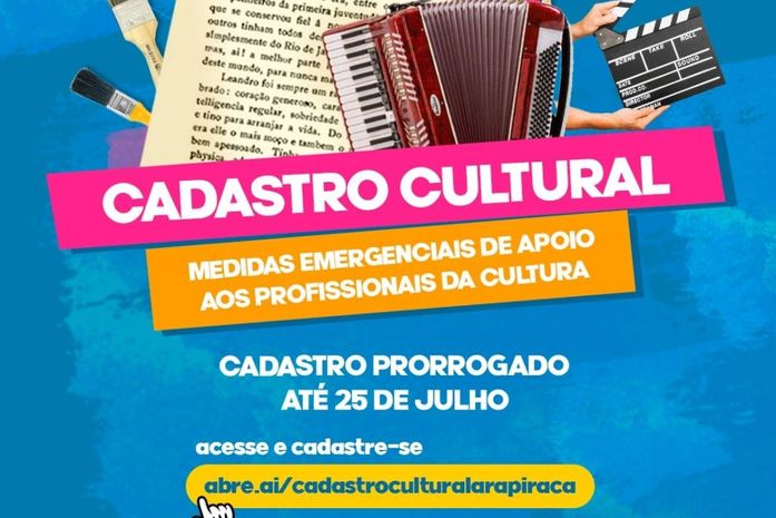 Prefeitura de Arapiraca prorroga prazo para inscrição para cadastro cultural do município