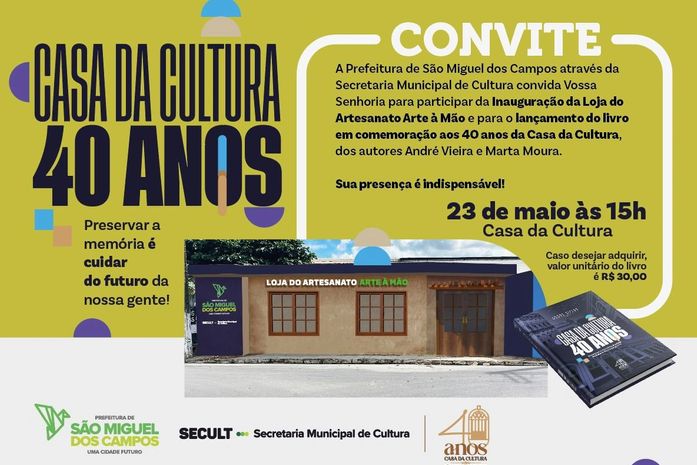Livro sobre Casa da Cultura de São Miguel dos Campos será lançado nesta quinta-feira, 23

