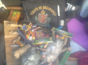 Material apreendido com as crianças