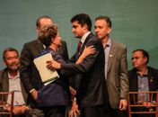 Dilma e Rui no momento da "liberação" de R$ 170 mi que nunca chegaram para BRT